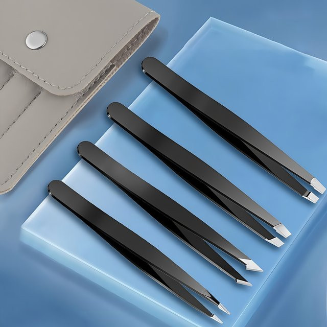 Ouriner Pinzetten-Set, 4-teilig, Schwarz, Edelstahl, Damen - Bild 1