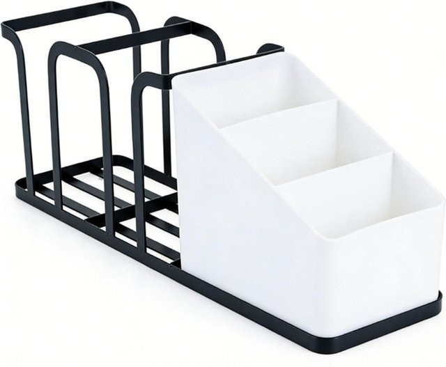 Fishine Kaffee-Station Organizer mit 5 abnehmbaren Fächern in Schwarz für Einwegbecher, Teebeutel und Strohhalme - Bild 1