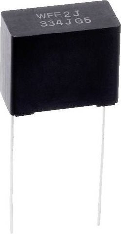 Panasonic MKP-Folienkondensator radial bedrahtet, 4.7 µF, 630V, 5%, Schwarz, B/T/H: 1.75 x 3.15 x 3.25 cm - Bild 1