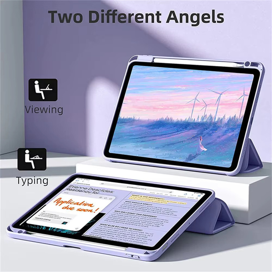 Transparente Schutzhülle für Apple iPad mit Stifthalter-Abdeckung in Lila - Bild 3