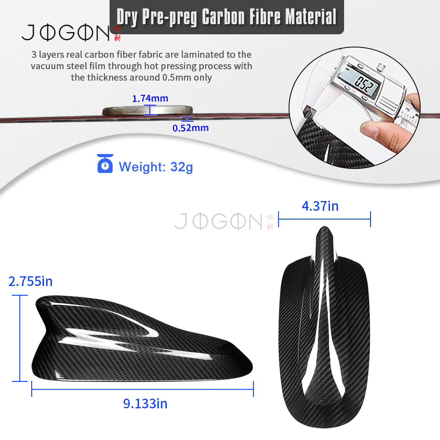 JOGON Pre-preg Dry Carbon Shark Fin Antennen-Schutzhülle für VW Golf MK8.5 GTI R Line 2024+ in Schwarz - Bild 6