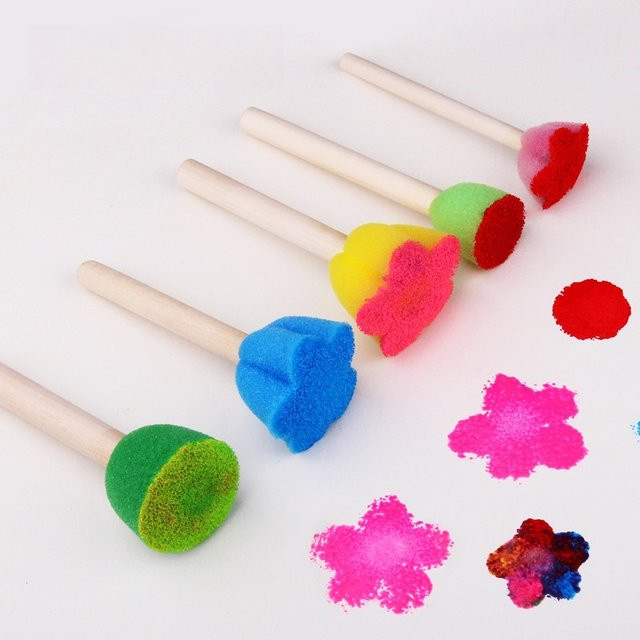 Mini-Blumenschwamm-Siegelset mit 5 Farben aus Holz für kreative Kunstprojekte - Bild 1