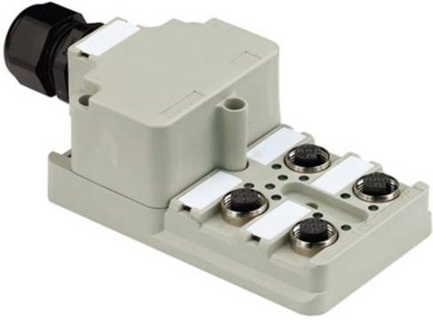 Weidmüller SAI-4-M 5P M12 1:1 Sensor/Aktorbox passiv, M12-Verteiler mit Metallgewinde, Grau - Bild 1