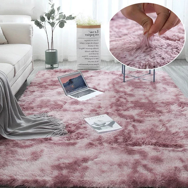 VIKAMA Shaggy Teppich im Tie-Dye Design, modern und rechteckig, Farbe: Pink - Bild 1