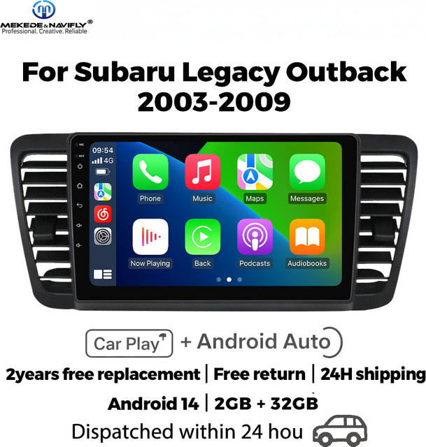 MEKEDE & NAVIFLY Android 14 Intelligentes Audiosystem für Subaru Legacy 4 Outback 3 2003-2009 mit Carplay Multimedia-Player in Schwarz - Bild 1