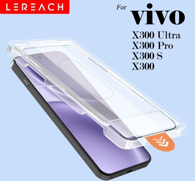 Lereach Gehärtetes Glas Displayschutzfolie für vivo X300 Ultra X300 Pro X300 X300S mit Staubfreier Positionierungsbox und Auto-Ausrichtung in Schwarz und Transparent - Bild 1