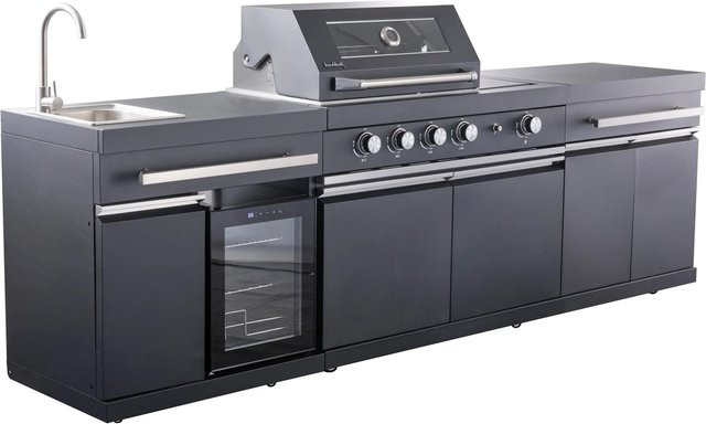 Buschbeck Outdoorküche King Range Gasgrill in Schwarz mit Edelstahl- und Aluminium-Elementen, B/T/H: 282 x 112 x 58 cm - Bild 1