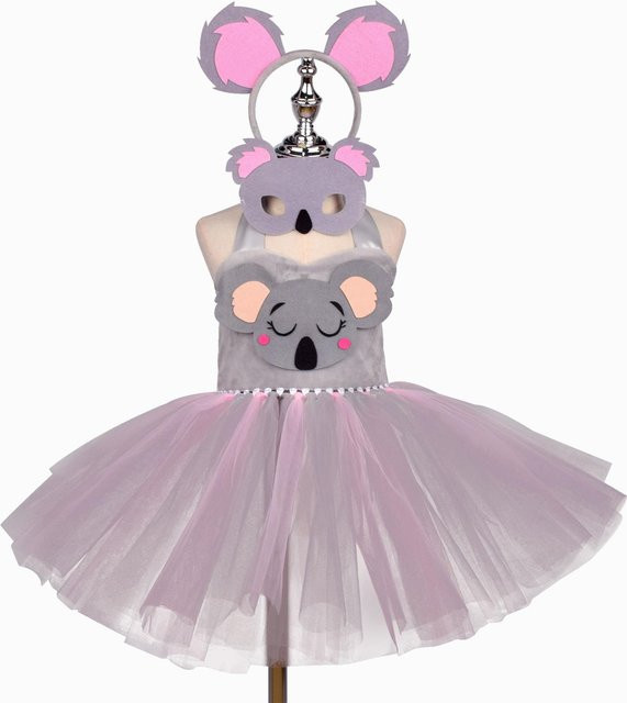 Waschbär Cosplay Kostüm Mädchen, Tutu Kleid, Tiere, Grau - Bild 1
