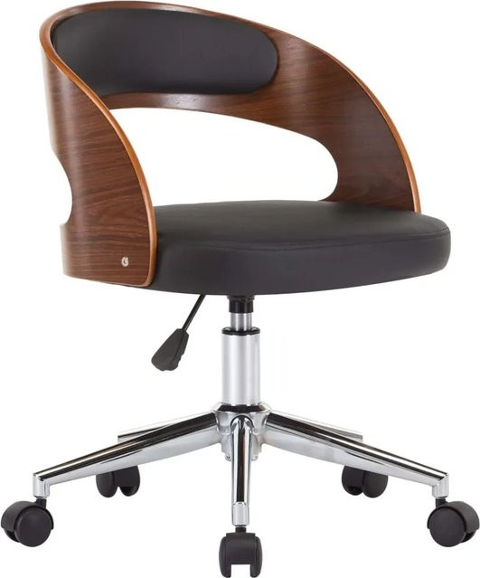 vidaXL Drehbarer Bürostuhl in Schwarz mit Kunstleder und Bugholz-Design - Bild 1