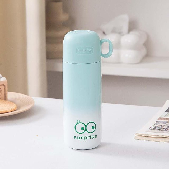Yiran Furniture Thermosbecher für Kinder mit Farbverlauf aus Edelstahl, doppelwandig, 450ml, in Pink, Blau, Grün oder Lila - Bild 1