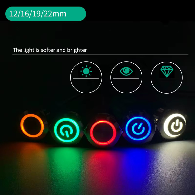 WELDSEEN Drucktaster Momentan Einrastend mit LED-Licht Gelb Durchmesser: 12 mm, 16 mm, 19 mm, 22 mm - Bild 3