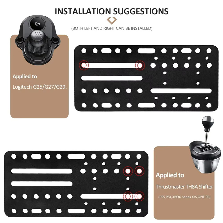 Universal USB Handbremse Halterung Platte für Logitech G27 G25 G29 G920 T500 T300 und Thrustmaster TH8A Shifter in Schwarz - Bild 4