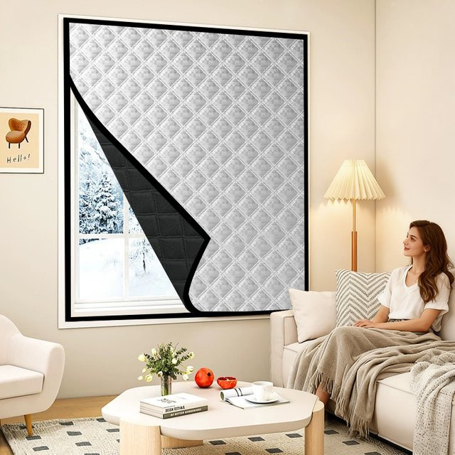 TranquilTouch Thermovorhang Schwarz – Winddichter und geräuschreduzierender Verdunkelungsvorhang für Schlafzimmer und Wohnzimmer - Bild 1