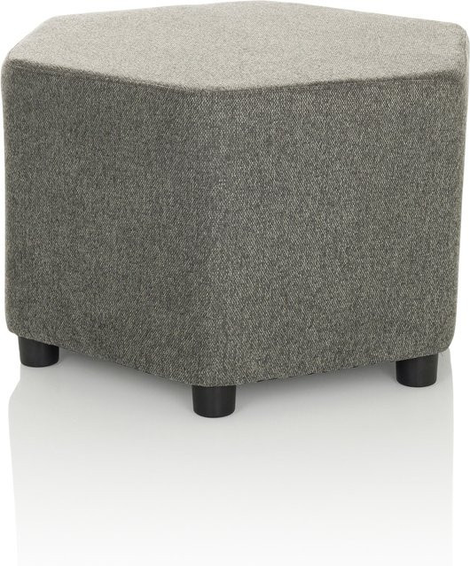 hjh OFFICE Polsterhocker BAREO in Grau mit Stoffbezug und hexagonaler Form - Bild 1