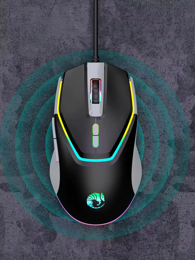 AIHUMAO G708 Gaming-Maus mit LED-Hintergrundbeleuchtung, optische USB-Maus in Schwarz - Bild 7