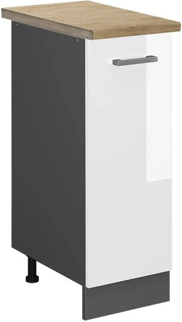 Vicco Apothekerschrank R-Line Weiß Hochglanz Anthrazit Eiche B: 30 cm, H: 81,6 cm, T: 60 cm - Bild 1