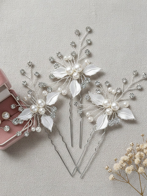 Haarnadel Blume, Perle, Strass, Kristall, Damen - Bild 1