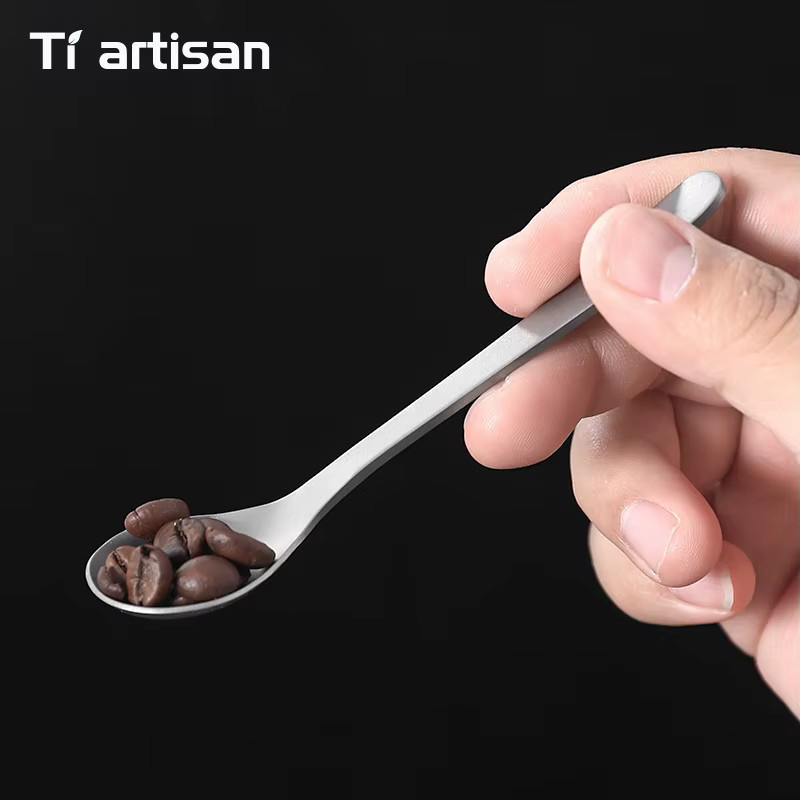 Tiartisan 2er-Set Mini-Kaffeelöffel aus Titan in Silber Matt für Outdoor und Camping - Bild 3