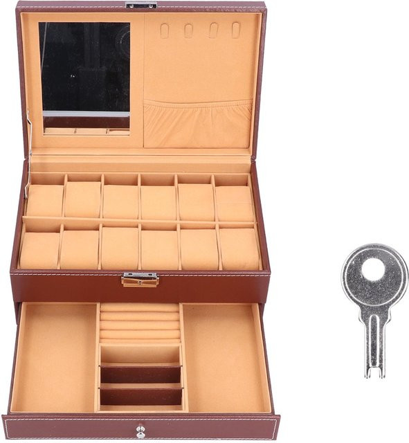 aimo Schmuckaufbewahrungsbox, doppellagig, PU-Leder, beige, Unisex - Bild 1