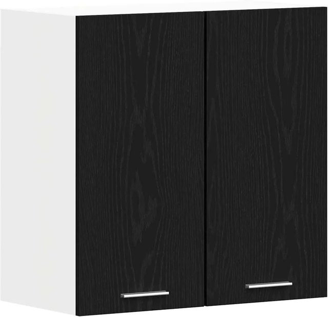 vidaXL Hängeschrank Riga mit Tür in Schwarz und Eichen-Optik, B/T/H: 60 x 31 x 60 cm - Bild 1