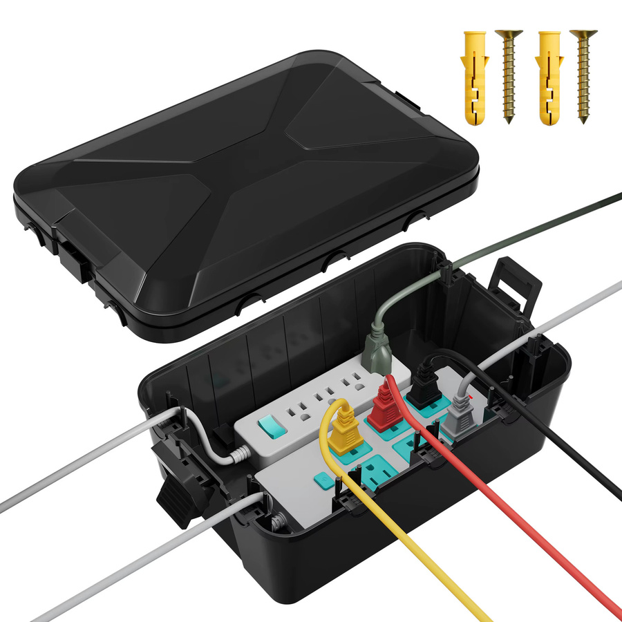 Wasserdichte Elektrobox für den Außenbereich als Kabelabdeckung und Anschlussbox in Schwarz, B/T/H: 13 x 8 x 5 cm - Bild 2