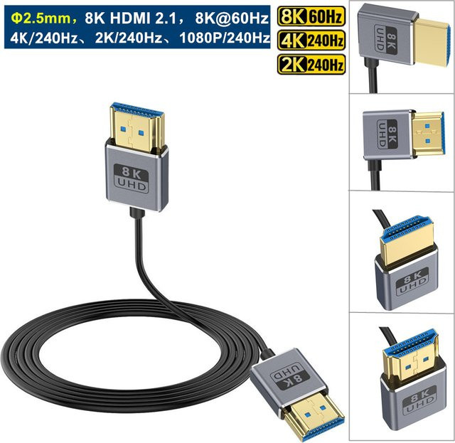 BSN Koaxiales HDMI 2.1 Kabel Ultra High Speed 48 Gbit/s in Schwarz mit 8K@60 Hz, 4K@240 Hz, dynamischem HDR und eARC - Bild 1