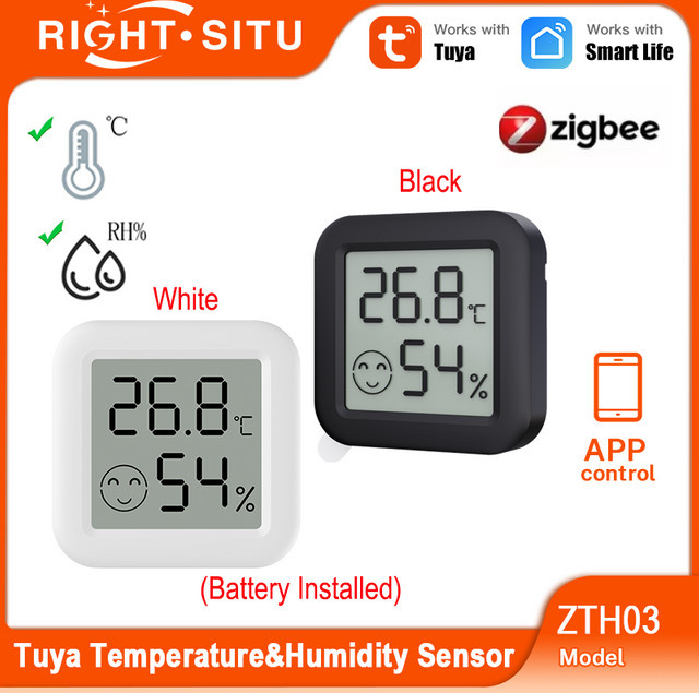 RightSitu Mini Zigbee 3.0 Temperatur und Feuchtigkeit Sensor in Weiß für Smart Home mit Tuya Alexa Unterstützung - Bild 1