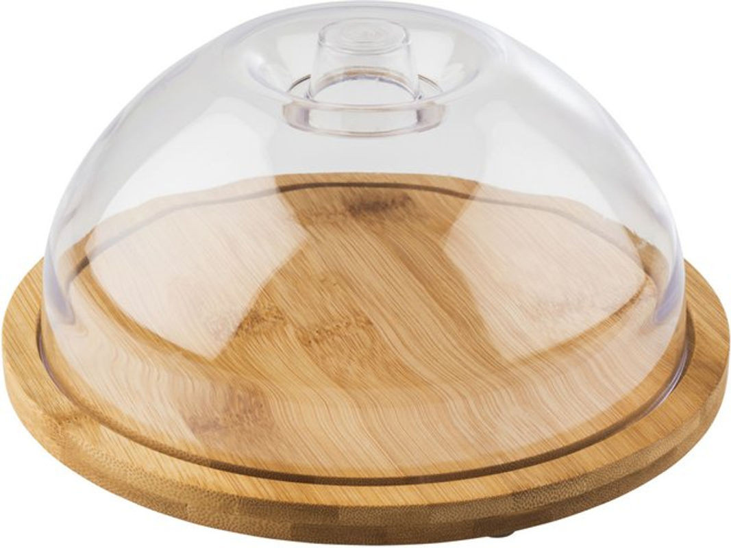 APS Tablett mit Haube aus Bambus und Kunststoff, rund, transparent/braun, Durchmesser: 20,5 cm, Höhe: 10 cm - Bild 1