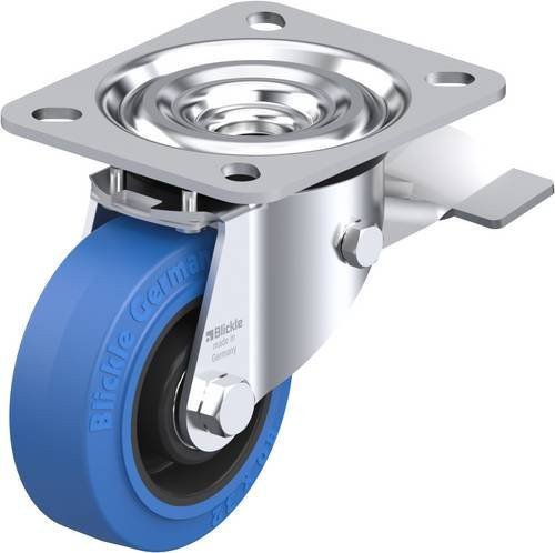 Blickle L-POEV 80XR-ST-SB Lenkrolle mit Feststeller, Rad-Durchmesser: 80 mm, Tragfähigkeit: 140 kg, verzinkter Stahl und Kunststoff in Blau und Schwarz - Bild 1