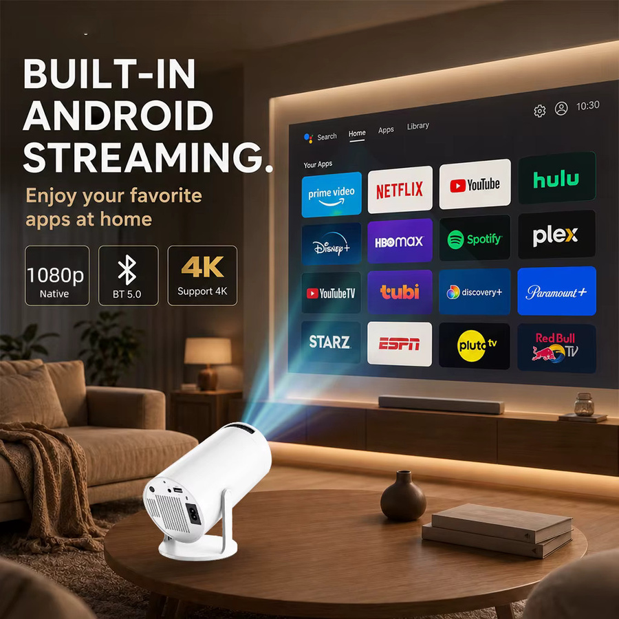ZNLYRION 4K Mini Tragbarer Smart-Projektor mit Android 11.0, WiFi 6 und 200 ANSI in Weiß - Bild 6
