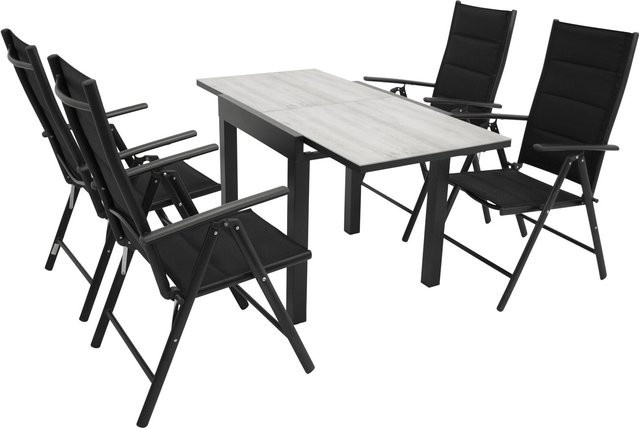 DEGAMO Gartenmöbel Garnitur FARO 5-teilig aus Aluminium und Glas in Anthrazit und Schwarz - Bild 1