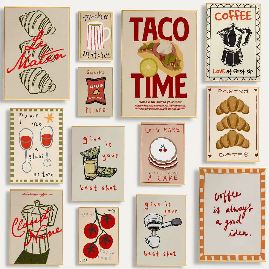 Retro Kunst Poster Kaffee Latte Cocktail Motiv aus Papier für Küche und Café, Breite: 10 cm, Höhe: 15 cm - Bild 2
