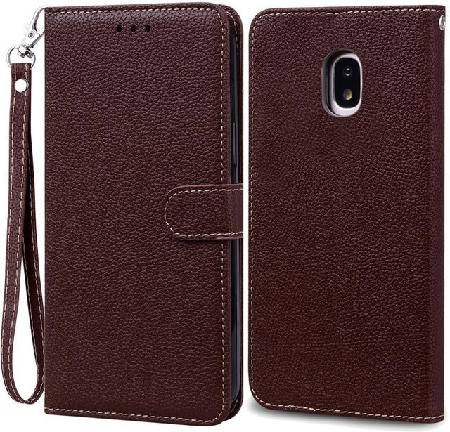 Samsung Galaxy J7 2017 Hülle Leder Klapp-Brieftasche aus Silikon in Braun für SM-J730F und J730F - Bild 1