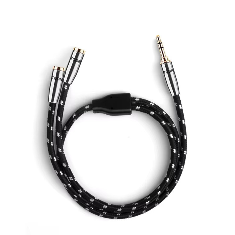 TODN HIFI 6N OFC 3,5mm AUX-Kabel Y-Splitter Vergoldet Schwarz mit 1 Stecker auf 2 Buchsen für Computer und Verstärker - Bild 5