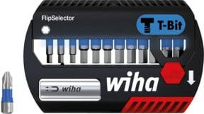 Wiha Bit Set FlipSelector 13-tlg. in Blau und Schwarz, T-Bit 25 mm, Sechskant 1/4" C6,3 mit magnetischem Bithalter, geeignet für Impact- und Schlagschrauber - Bild 1