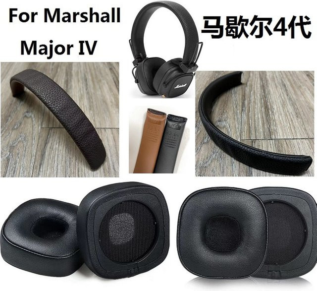Marshall Ersatz-Ohrpolster und Stirnband aus Leder für Major IV Kopfhörer, Schwarz - Bild 1