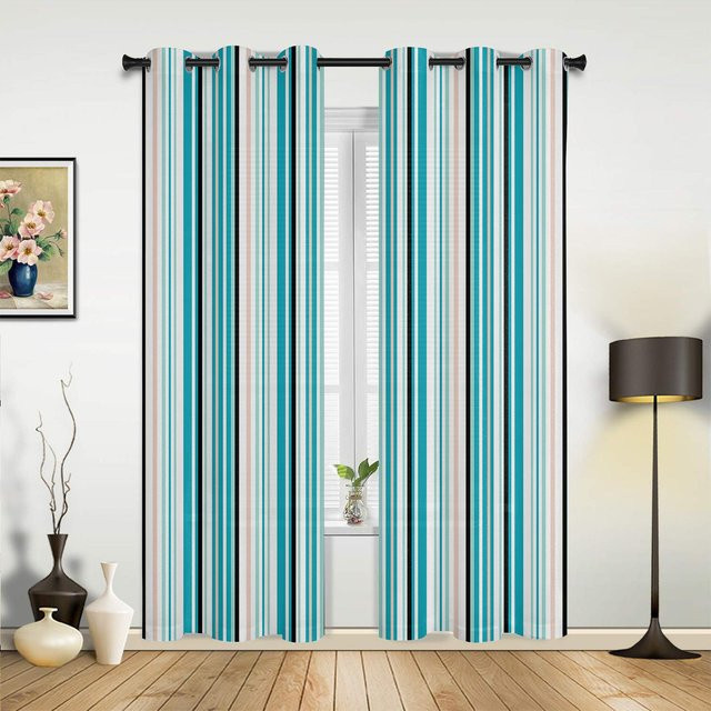 Geometrische abstrakte Fenstergardine mit orangefarbenen Streifen, halbtransparentes Polyester für Schlafzimmer, Küche und Kinderzimmer, Breite: 135 cm, Höhe: 60 cm - Bild 1