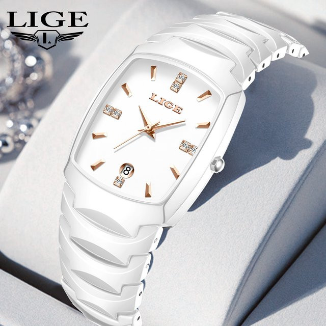 LIGE Armbanduhr Quarz, Keramik, Weiß, Damen - Bild 1
