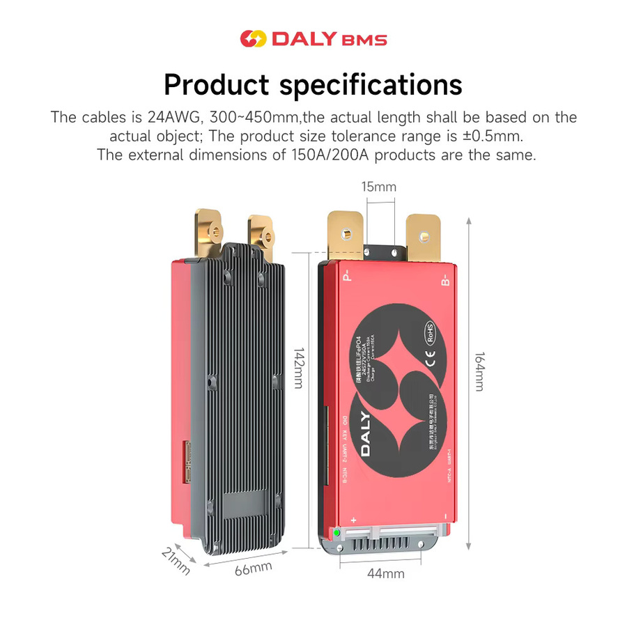 Daly BMS Batteriemanagementsystem für LiFePo4 und Li-Ion in Rot - Bild 2
