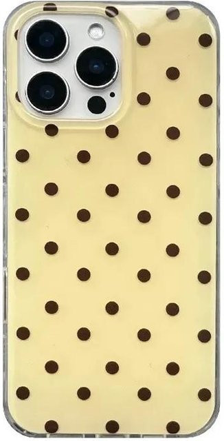 YULIN Handyhülle mit Braun-Pünktchen-Muster in Gelb und Beige für iPhone 17 16 15 14 13 12 11 Pro Max Plus Stoßfeste Y2K Hülle - Bild 1
