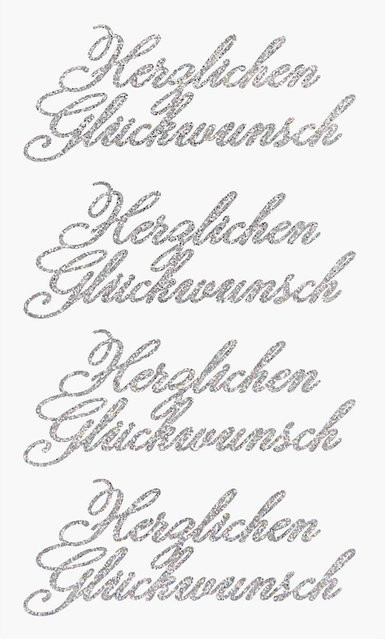 Rico Design Paper Poetry Glittersticker Herzlichen Glückwunsch in Silber - Bild 1