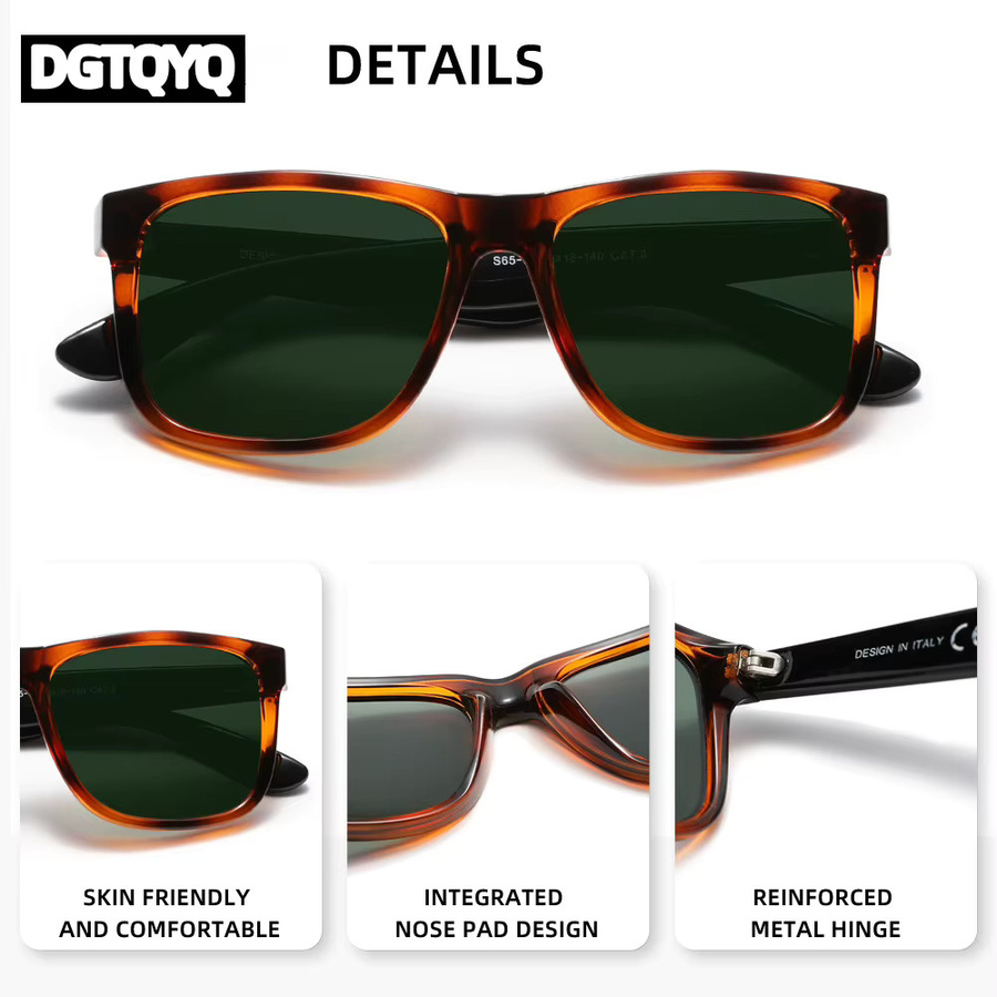 DGTQYQ Sonnenbrille, polarisiert, Vollrand, Square, Kunststoff, Unisex - Bild 4