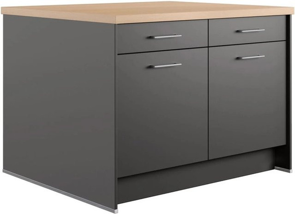 Kücheninsel Impuls Küchen IBZ4123I3 in Grafit mit modernem Design und Soft-Close-Türen, Breite: 123,4 cm