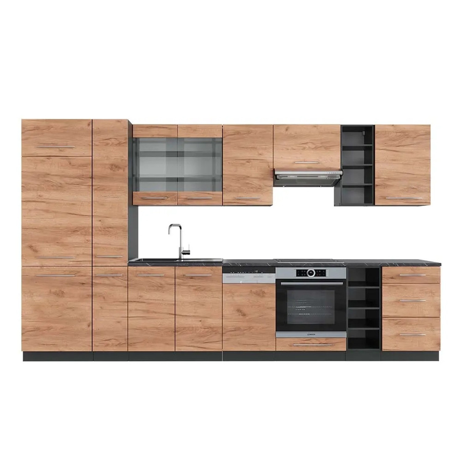 Vicco Fame-Line Küchenzeile Goldkraft Eiche/Anthrazit, Breite: 355 cm - Bild 2