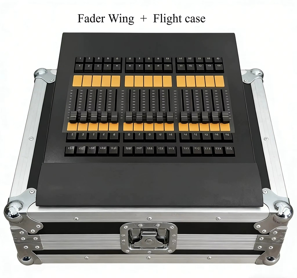 Carinamoba DMX512 Konsole mit Hintergrundbeleuchtung und Command Fader Wing in Schwarz für professionelle Bühnenlicht-Steuerung von Moving Heads und LED Pars - Bild 6