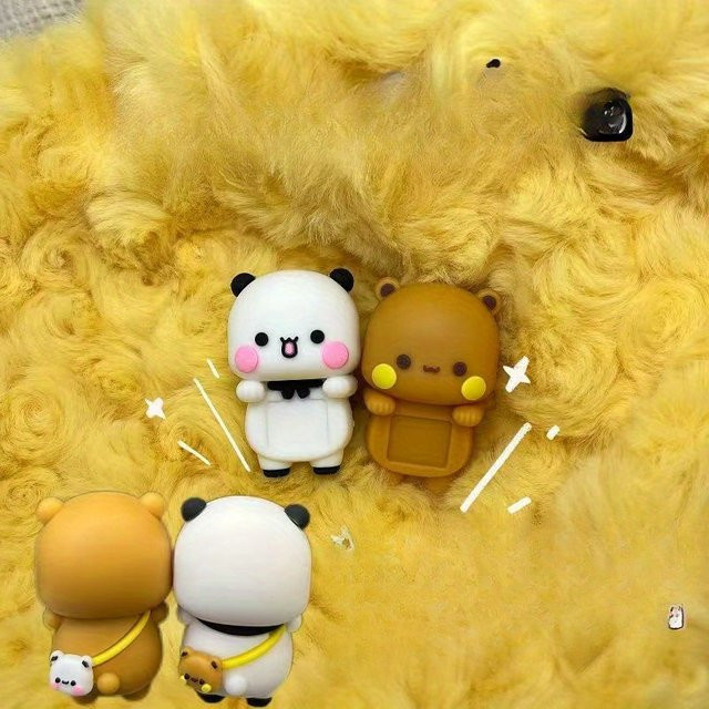 2er-Set süße Bären und Panda Telefonanhänger aus PVC als Mini-Cartoon-Figuren zur Dekoration von Smartphone und Tablet mit kratzfester Basis - Bild 1