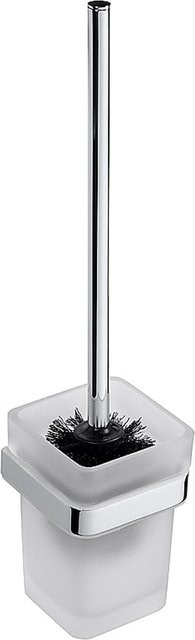 Brillantbad BIA WC-Bürstengarnitur mit Glasbehälter aus Messing und Glas in Chrom und Transparent, B/T/H: 9,3 x 38,5 x 12,7 cm - Bild 1