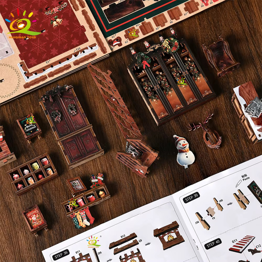 HUIQIBAO Weihnachten 3D Mini Shop, 3D Puzzle, Holz, Bunt / Mehrfarbig - Bild 2