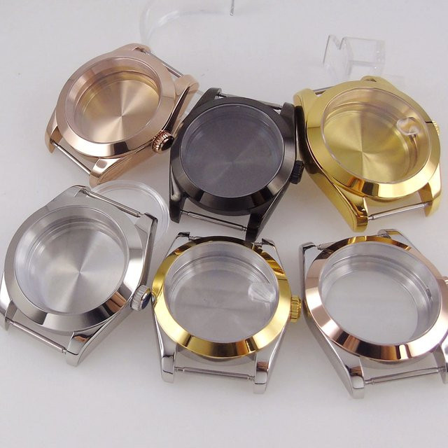 Matelion Uhrengehäuse Edelstahl, Bicolor, Silber Schwarz Roségold, 36mm 39mm - Bild 1