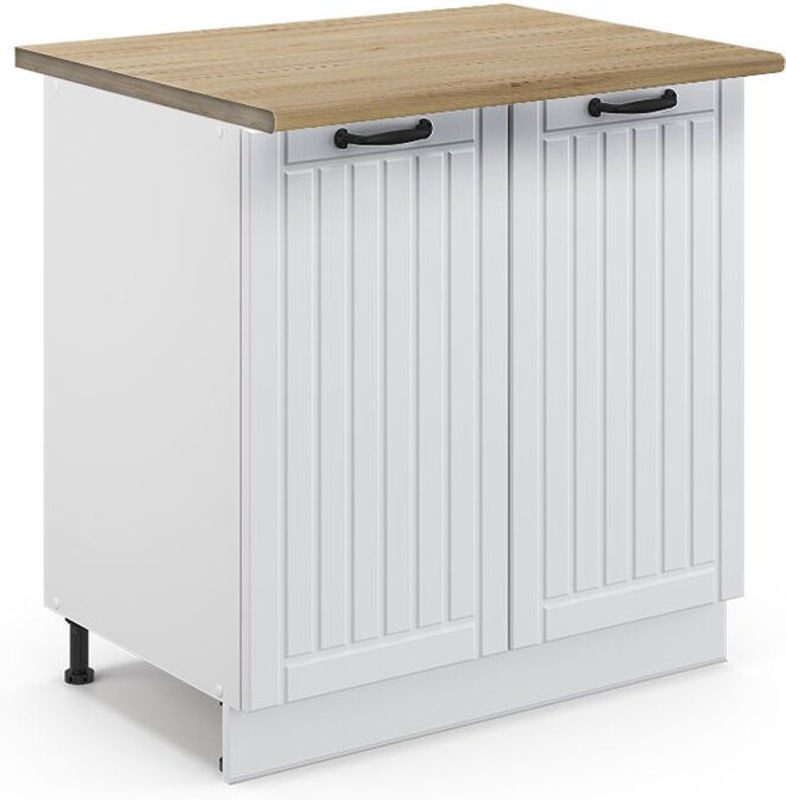 Vicco Spülenunterschrank Fame-Line in Weiß Landhaus mit Regal und Drehtüren, B: 80 cm, H: 82 cm, T: 60 cm - Bild 1